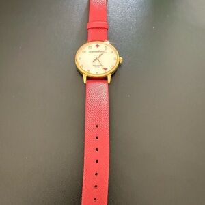 kate spade Red Leather Strap Gold-Tone Dial Women's Watch